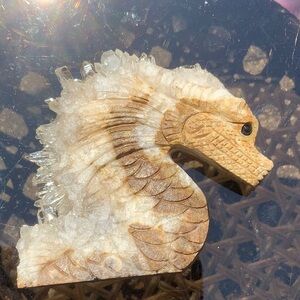 QUARTZ CRYSTAL CLUSTER HAND CARVED DRAGON